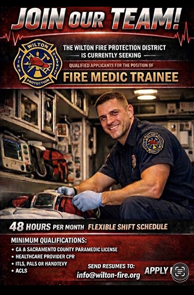 Accepting applications for fire medic trainee